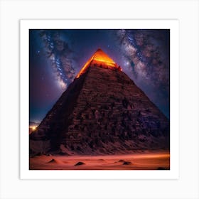 Egyptian Pyramid At Night Art Print