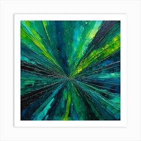 Abstract Painting Green and Blue Color 2 Art Print