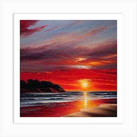 Sunset On The Beach 481 Art Print