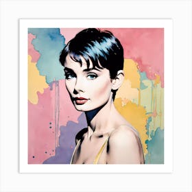 Stunning Audrey Hepburn In Watercolor Art Print