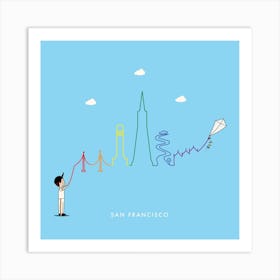San Francisco Skyline Kite Art Print