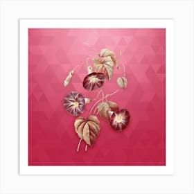 Vintage Morning Glory Botanical in Gold on Viva Magenta n.0062 Art Print