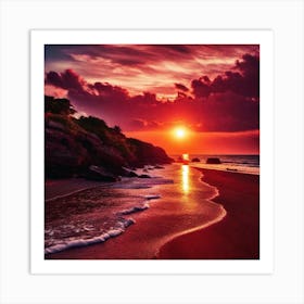 Sunset On The Beach 458 Art Print