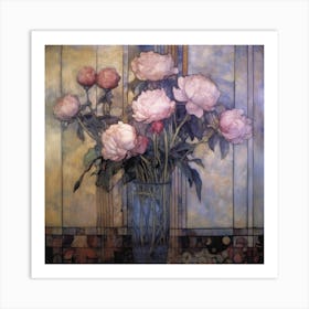 Pink Peonies In A Vase Art Print