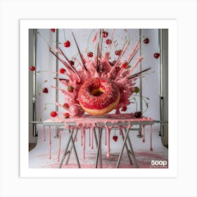 Cherry Donut Art Print