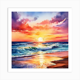 Sunset On The Beach 1 Art Print