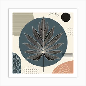 Scandinavian style, Abstraction with tropical leaf 3 Art Print