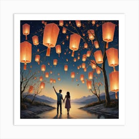 Lanterns In The Sky art print 2 Art Print