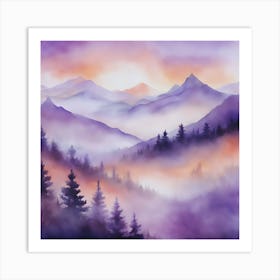 Watercolor Of Mountains 2 Art Print