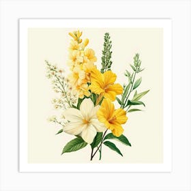 Yellow And White Flowers Art Art Print