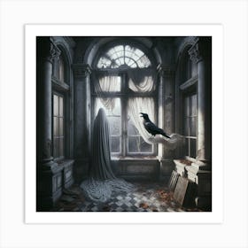 Crow In The Window Art Print