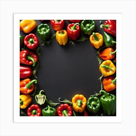 Colorful Peppers In A Circle 4 Art Print