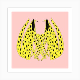 Dogs In Love Yellow Square Art Print