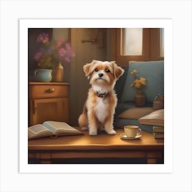 Dog In A Book Art Print