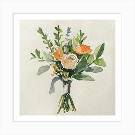 Watercolor Grooms Boutonniere Art Print