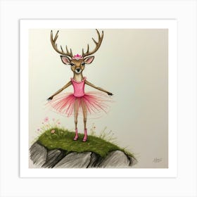 Deer In Pink Tutu Art Print