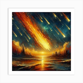 Spaceships And Meteors Art Print