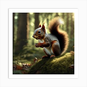 Squirrel In The Forest 313 Art Print