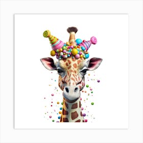 Birthday Giraffe 7 Art Print