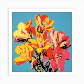 Andy Warhol Style Pop Art Flowers Freesia 1 Square Art Print