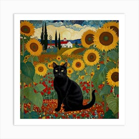 Default Gustav Klimt Style Farm Garden With Sunflowers And A B 0 Art Print