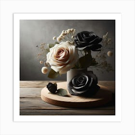 Black And White Roses 1 Art Print