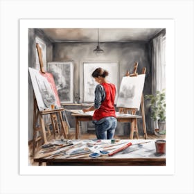 Artist At Easel Art Print