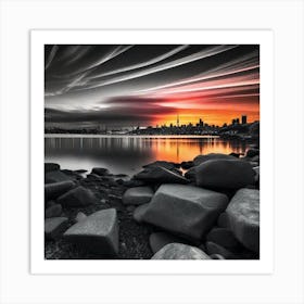 Sunset Over Auckland 1 Art Print