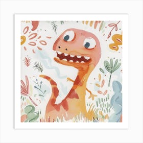 Cute Muted Pastels Tyrannosaurus Rex  Dinosaur  2 Art Print