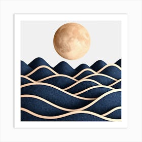 Moon And Waves 6 Art Print