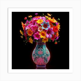 Colorful Flowers In A Vase 1 Poster