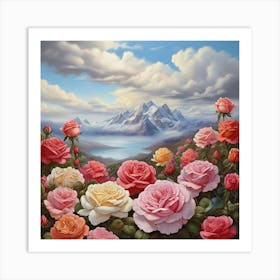 Roses In The Mountains Art Print