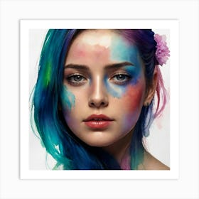 Young Woman With Colorful Makeup Art Print