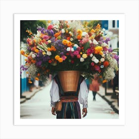 Ecuadorian Flower Seller Art Print