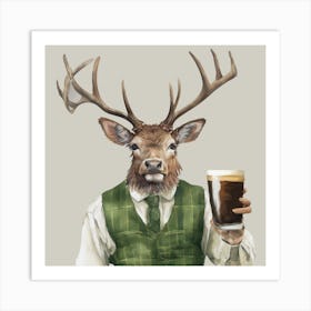 Guiness Stag Final Flattened Art Print