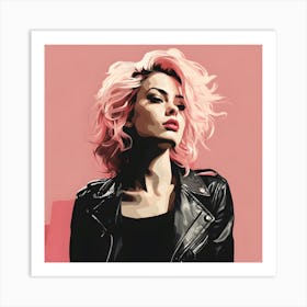 Girl With Pink Hair Art Print