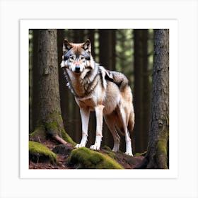 Wolf In The Forest 44 Art Print