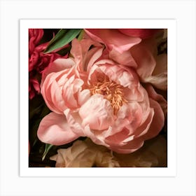 Pink Peony Portrait Art Print