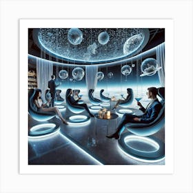 A Futuristic Zero Gravity Lounge In A Lunar Themed 1024x1024 Art Print