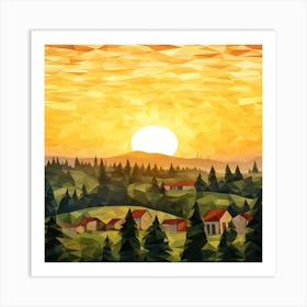 Low Polygonal Landscape Art Print