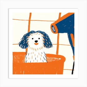 Dog In A Bath Tub Art Print