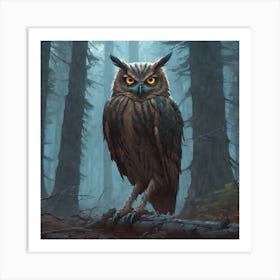 Owl In The Forest 94 Art Print