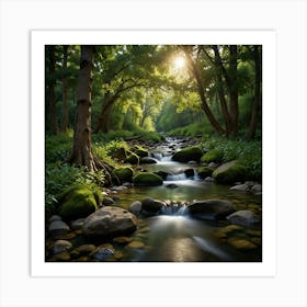 Stream In The Forest Art Print