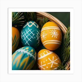 Easter Eggs In A Basket 2 Art Print