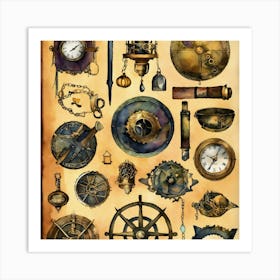 Steampunk Clocks Art Print