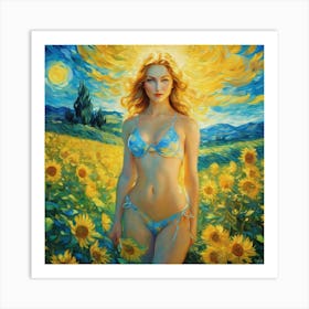 Sunflower Girl din Art Print