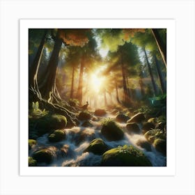 Waterfall In The Forest 15 Art Print