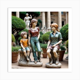 Statues Of A Family Art Print