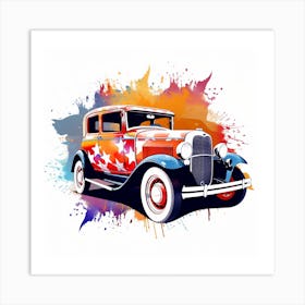 Vintage Car Painting Art Print