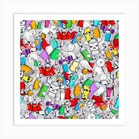 Graffity Characters Seamless Pattern Art Art Print